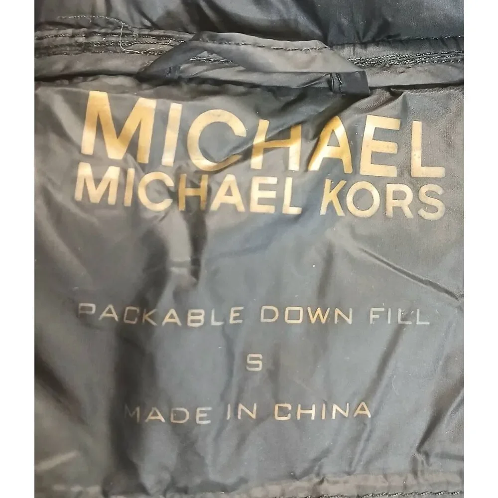 Michael kors womens small down jacket packable hoodie jacket leopard